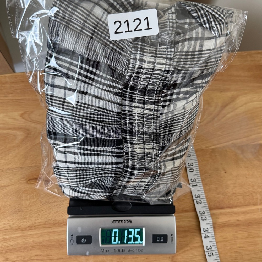 Plaid Smocked Midi Dress Black White Cottagecore Modest Long Sleeve Size M NWT - Picture 10 of 10